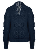 Casaco em algodão vazado com ponto margarida e mangas de cava posta Biamar