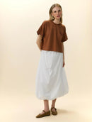 Saia balonê midi com elástico na cintura Biamar