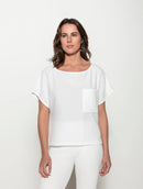 Blusa mullet de gola redonda com bolso e manga curta Biamar