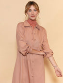 Vestido midi com botões e mangas longas Urbanity