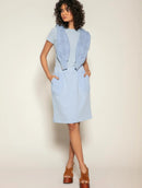 Blusa canelada com decote redondo e mangas curtas Biamar