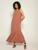 Vestido midi com bolsos e babado Biamar