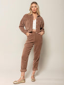 Calça reta em veludo com bolsos Biamar