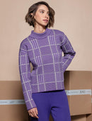 Blusa em padronagem xadrez com gola média e mangas de cava quadrada Urbanity