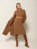 Vestido midi com tecimento em tranças, gola redonda e cava posta Biamar