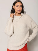 Blusa alongada canelada com gola transpassada e detalhe em alamar Biamar