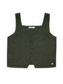 Regata com decote quadrado, recorte frontal e botões Biamar