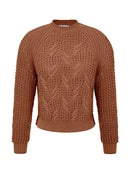 Blusa em algodão com tecimento de folhas  e mangas de cava raglan Biamar