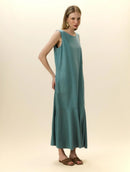 Vestido midi com bolsos e babado Biamar