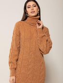 Vestido com tecimento em tranças, gola removível, fenda lateral e mangas de cava quadrada Biamar