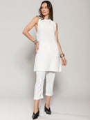 Vestido evasê em algodão com gola redonda e alças largas Urbanity