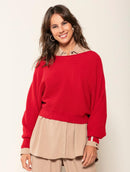 Blusa ampla canelada com gola canoa Biamar