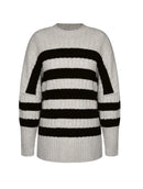 Blusa alongada com padronagem em listras e gola redonda Biamar