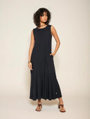 Vestido midi com bolsos e babado Biamar