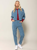 Calça reta em veludo com bolsos Biamar