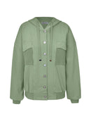 Jaqueta com botões, capuz ajustável, bolsos e mangas de cava quadrada Biamar