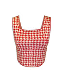 Regata cropped com padronagem em pied de poule e decote quadrado Urbanity