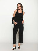 Calça com pregas, bolsos faca e cinto Biamar