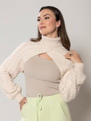 Bolero com tecimento em tranças e gola alta Urbanity