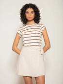 Blusa manga curta com padronagem em listras Biamar