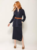 Casaco alongado em algodão com bolsos e mangas de cava quadrada Biamar