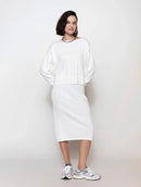 Blusa em algodão com tecimento em tranças, gola canoa e mangas de cava quadrada Biamar