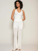 Calça em algodão om trama vazada e forro Biamar