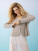 Casaco em pontos vazados com botões e acabamento ondulado Biamar