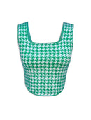 Regata cropped com padronagem em pied de poule e decote quadrado Urbanity