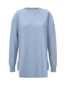 Blusa alongada em algodão com gola redonda, fendas e mangas de cava posta Biamar