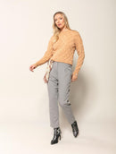 Blusa em ponto losango com gola redonda e mangas de cava quadrada Biamar