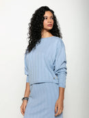 Blusa em algodão com tecimento em tranças, gola canoa e mangas de cava quadrada Biamar