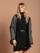 Vestido com tecimento em tranças, gola removível, fenda lateral e mangas de cava quadrada Biamar