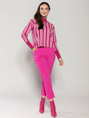 Blusa com padronagem em listras, gola média e mangas de cava quadrada Urbanity