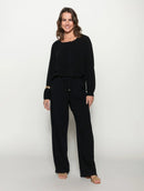 Calça reta com bolsos e cordão ajustável Biamar