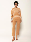 Blusa mullet com padronagem em listras, gola redonda e mangas de cava quadrada Biamar