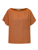 Blusa mullet de gola redonda com bolso e manga curta Biamar