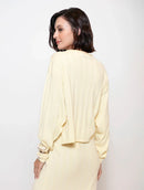 Blusa em algodão com tecimento em tranças, gola canoa e mangas de cava quadrada Biamar