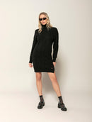 Vestido com tecimento em tranças, gola removível, fenda lateral e mangas de cava quadrada Biamar