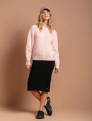 Blusa com detalhe em tranças, gola rolê e mangas de cava posta Biamar