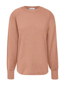 Blusa canelada com gola redonda e mangas de cava posta Biamar