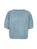 Blusa em algodão com pontos vazados e gola canoa Biamar