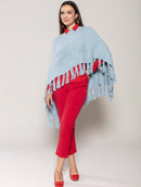 Capa mullet assimétrica com gola canoa e franjas Urbanity