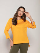 Blusa mullet em tricoline com gola redonda e mangas de cava posta Urbanity