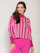 Blusa com padronagem em listras, gola média e mangas de cava quadrada Urbanity