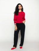 Blusa canelada com gola redonda e mangas de cava posta Biamar