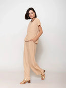 Blusa mullet de gola redonda com bolso e manga curta Biamar