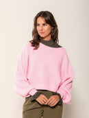 Blusa ampla canelada com gola canoa Biamar