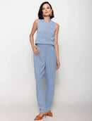 Calça reta com bolsos e botões Biamar