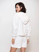 Jaqueta com botões, capuz ajustável, bolsos e mangas de cava quadrada Biamar